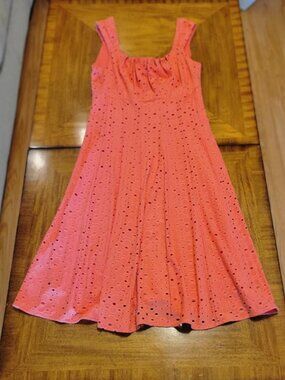 Maggy London Coral Eyelet Lace Fit & Flare Dress
